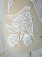 Parche de tela con flores de encaje de alta calidad con cuentas bordadas y purpurina de tulipán Lanfei, ideal para regalo de boda, material para ropa, accesorios de bricolaje