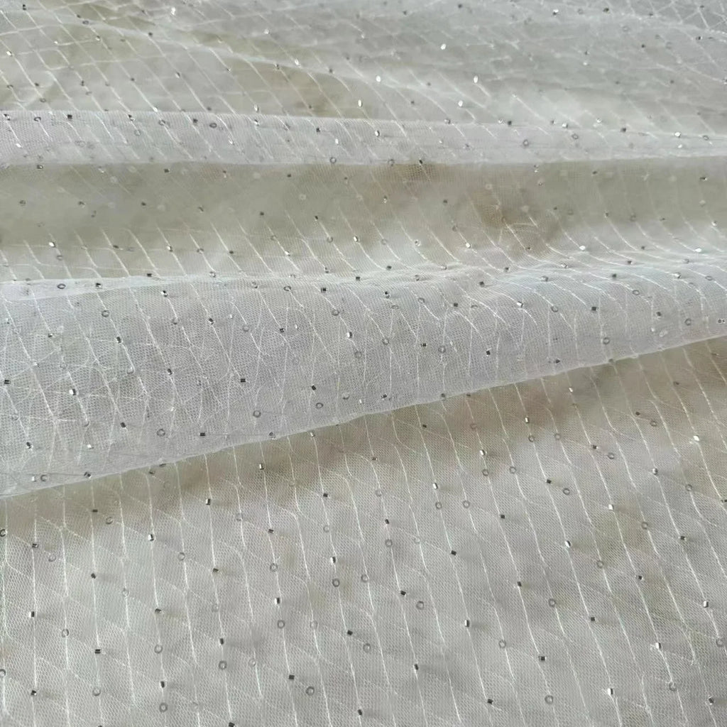 قماش شبكي على شكل ماسة مكون من 7 ألوان، أنبوب خرز ذهبي، قماش تطريز، ملابس أطفال، فستان زفاف، قماش