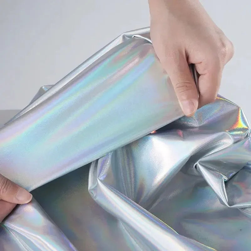 Silver Holographic Foil Spandex - Four Way Stretch Fabric - fabric photo 1