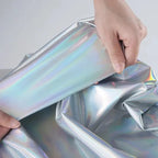 Silver Holographic Foil Spandex - Four Way Stretch Fabric - fabric photo 1