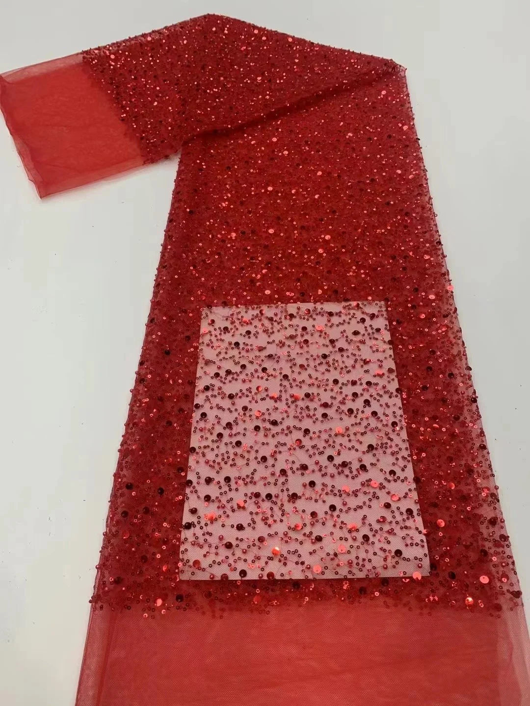 New Mesh Embroidery Pearl Sequins Scattered Pearl Embellishment Fabric Handmade DIY Fabric Wedding Dress Veil Skirt