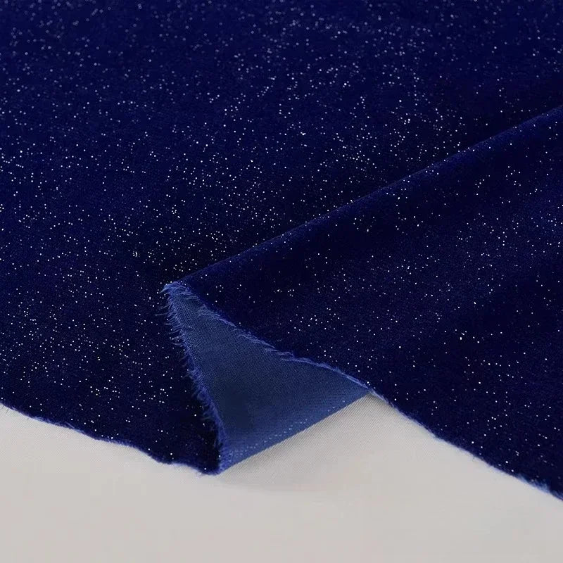 قماش مخملي حريري لامع مرصع بالنجوم - مادة ناعمة لامعة متألقة