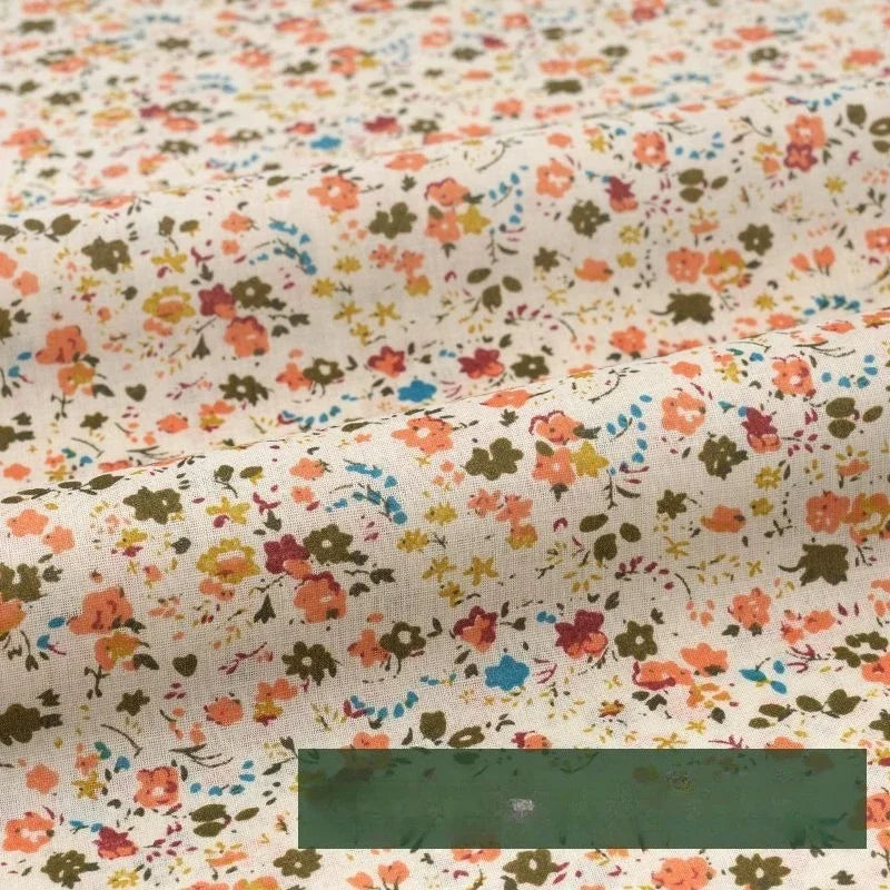 Tela rústica de algodón con pequeñas flores - Material para manualidades de ropa de bebé (160 cm)