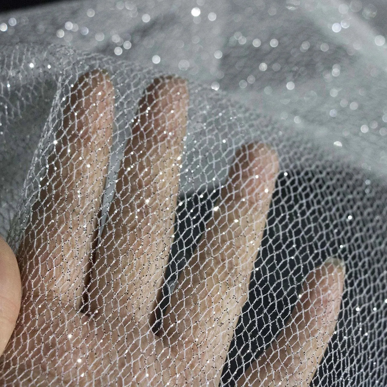 Spray silver shimmering white mesh fabric sewn formal dress wedding dress DIY designer accessories