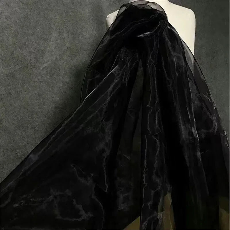 Unique Fabric Transparent Organza Sheer Cloth Sparkling Material For Wedding Dress Elegant Evening Gown Couture Design Clothing