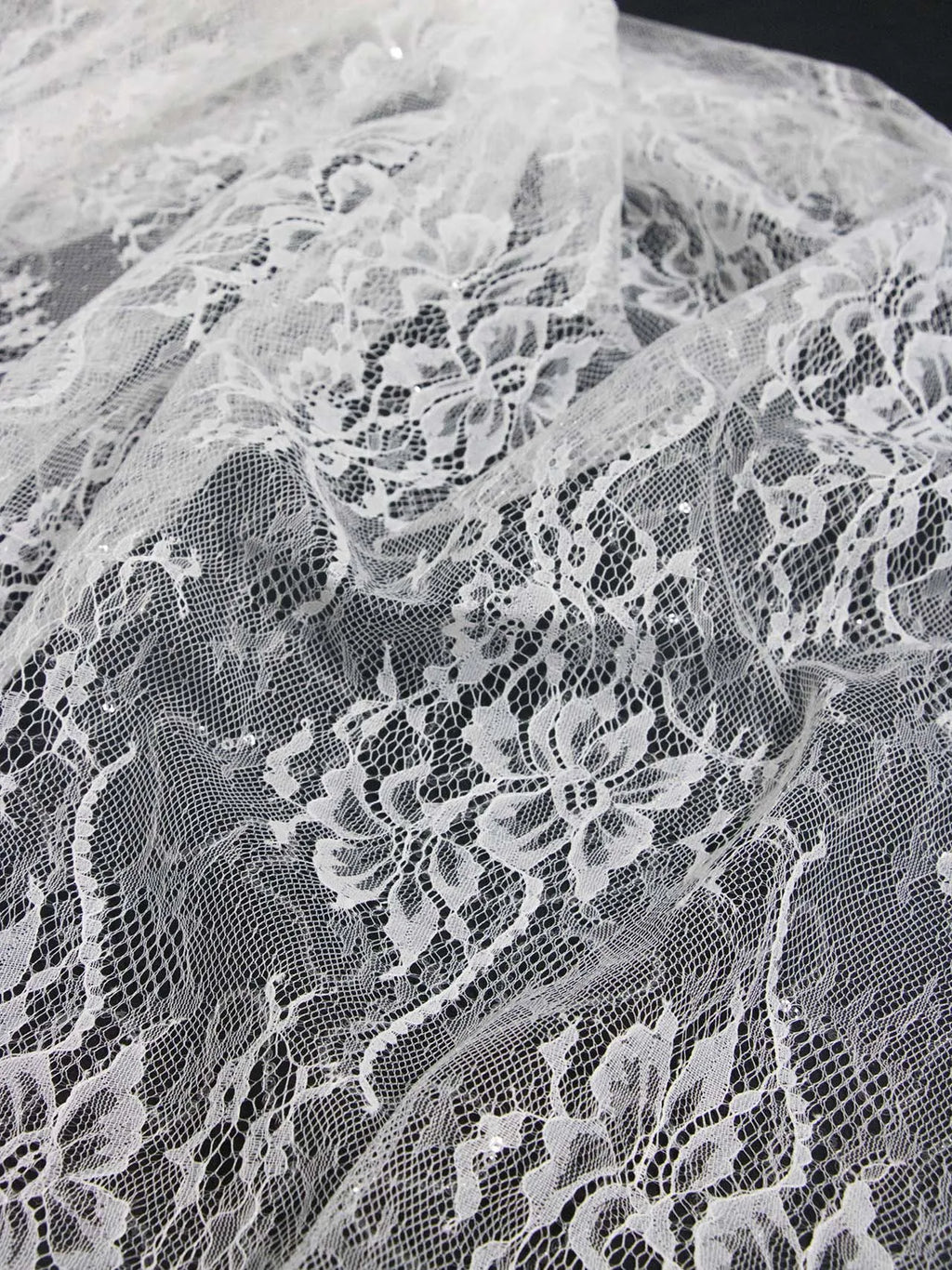 Vestido de novia con bordado de lentejuelas, encaje blanco cosido, encaje hecho a mano, material de bricolaje, accesorio de diseñador