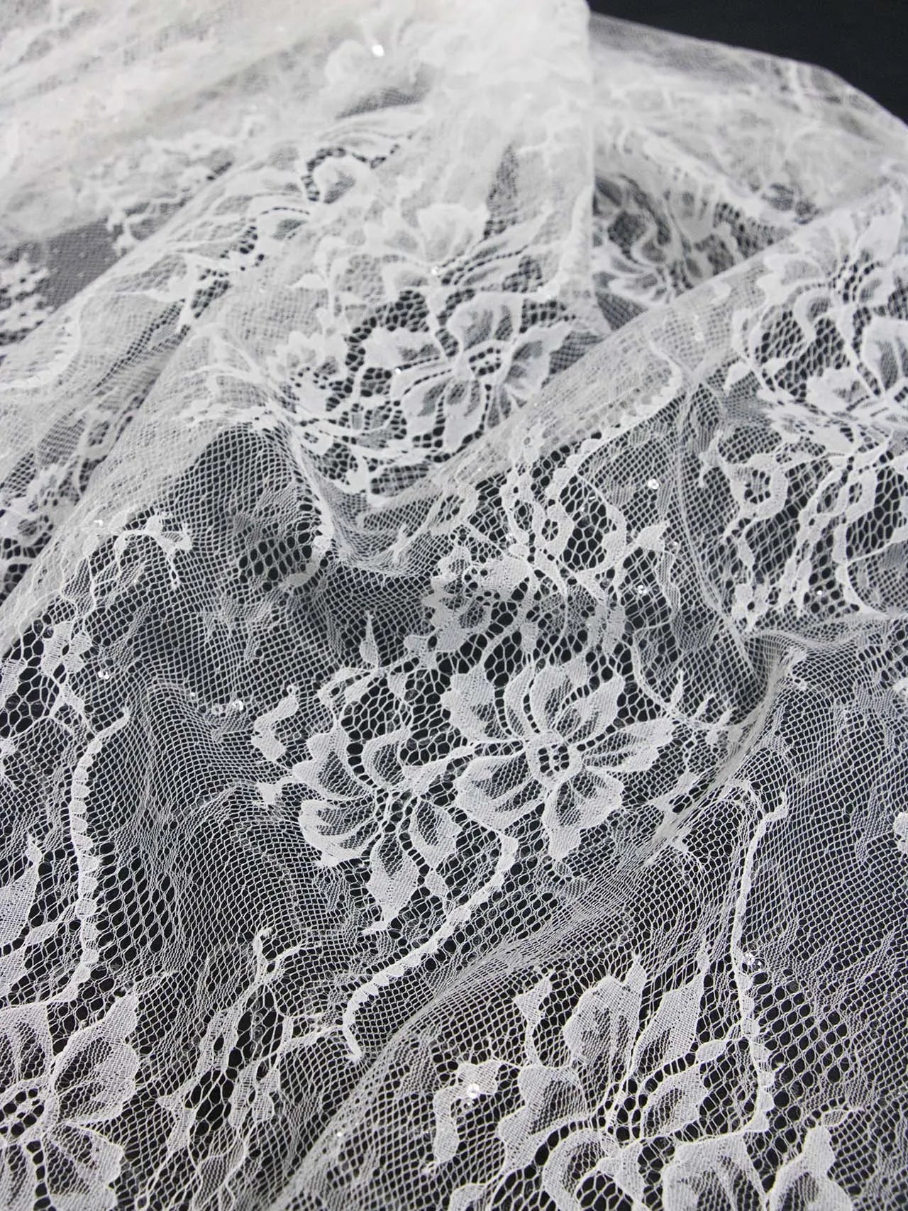 Vestido de novia con bordado de lentejuelas, encaje blanco cosido, encaje hecho a mano, material de bricolaje, accesorio de diseñador