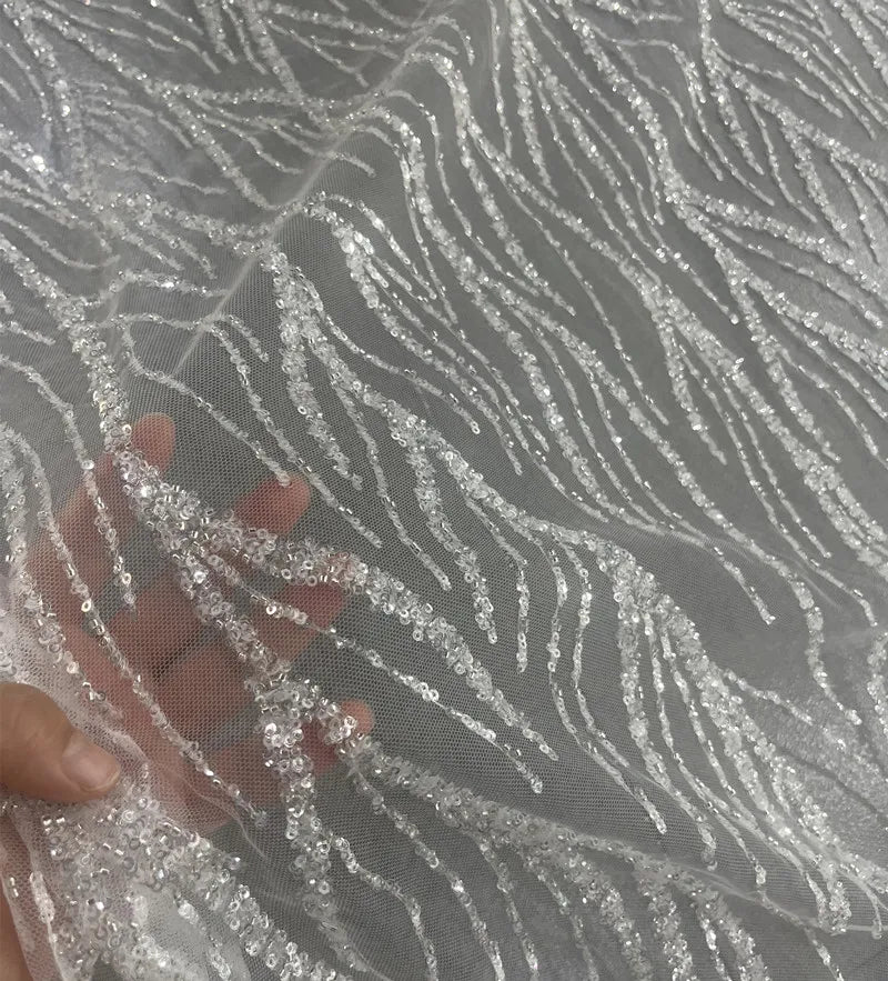 New bead sequins, branch shaped embroidery, mesh fabric, wedding dress, white clothing accessories