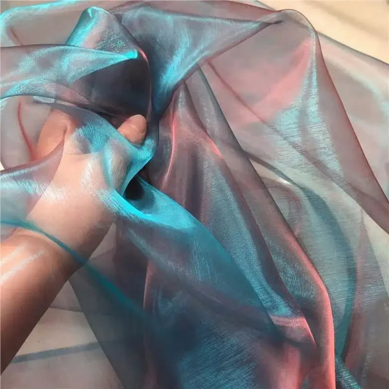Unique Fabric Transparent Organza Sheer Cloth Sparkling Material For Wedding Dress Elegant Evening Gown Couture Design Clothing