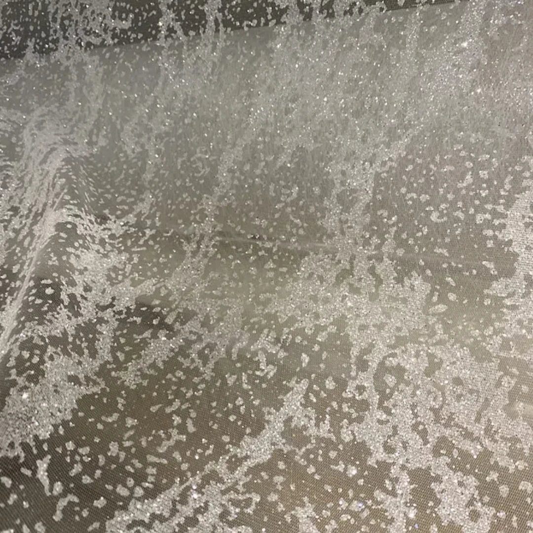 Hot Stamping, Silver Spraying, Shiny Powder, Transparent Mesh Map, Irregular Spot Pattern, Grid Wedding Dress Fabric