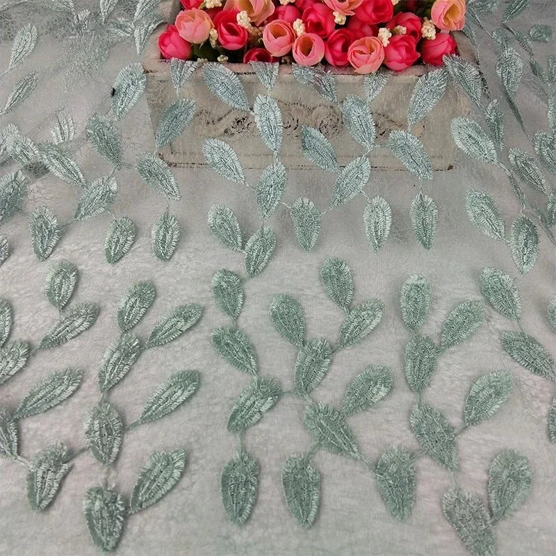 3D Water Soluble Mesh Embroidered Lace Fabric For DIY Dress Crafting Elegant Three Dimensional Floral Netting Material