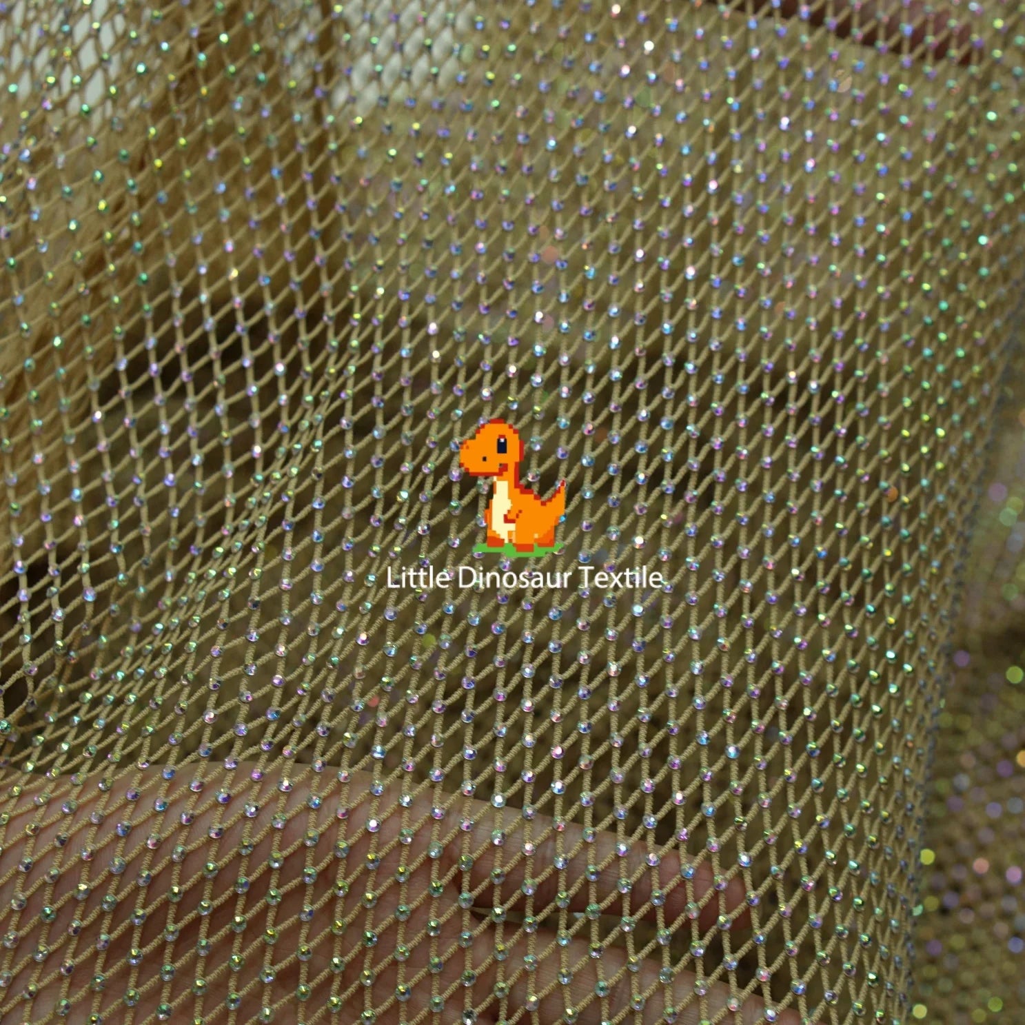 Tela de malla color albaricoque intenso con diseño de diamantes para decoraciones de fondos de cosplay y accesorios de diseño, material transpirable para bricolaje