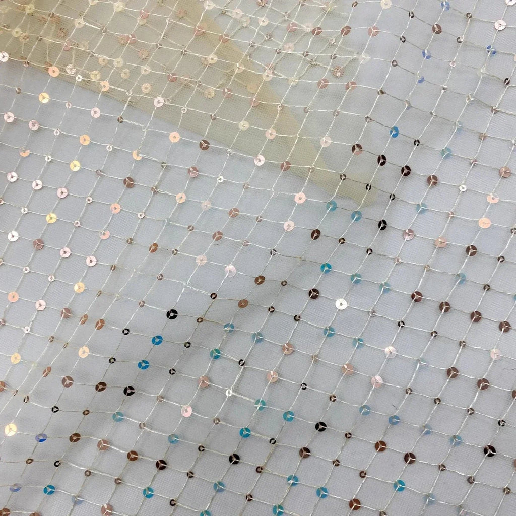 Mesh Lace Checkered Sequin Embroidery Fabric Sewing Wedding Dresses Formal Dresses Stage Costumes Background Diy Fabrics