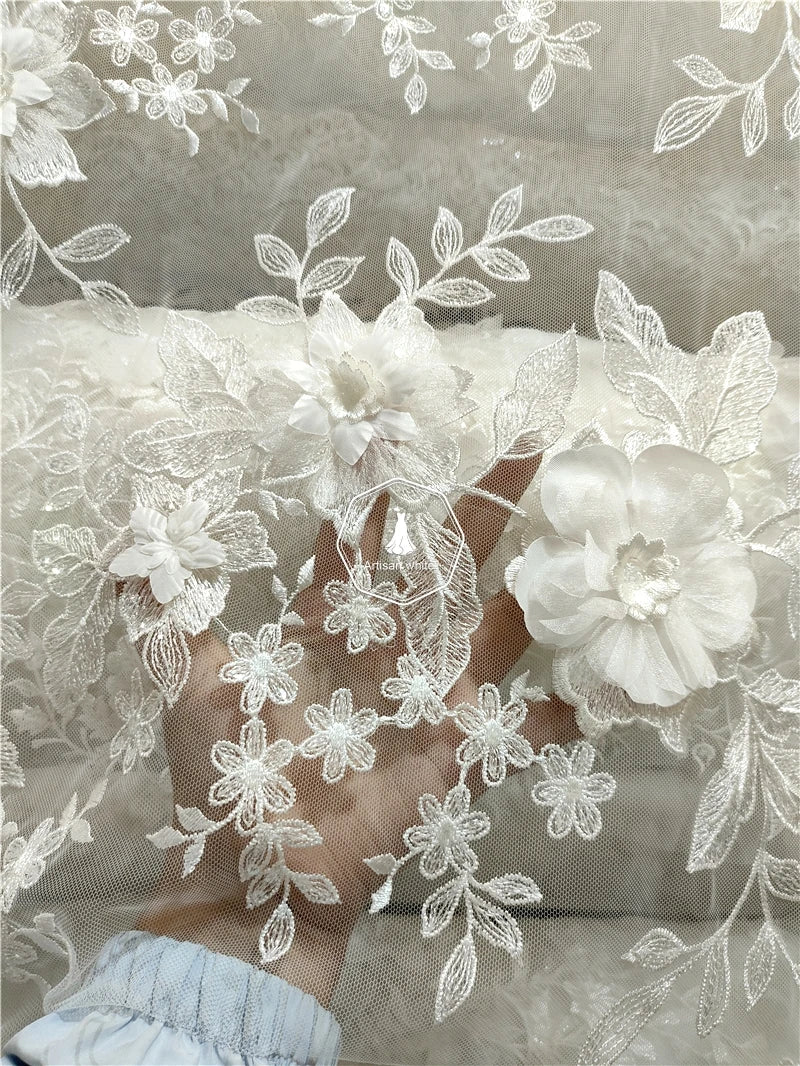 Hilo tridimensional 3D de alta calidad, bordado artesanal, para vestido de novia, ropa, pañuelo, materiales auxiliares, hojas