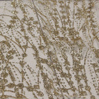Gold-embossed sequin net fabric suitable for use in wedding dresses formal gowns and for decoration in wedding settings