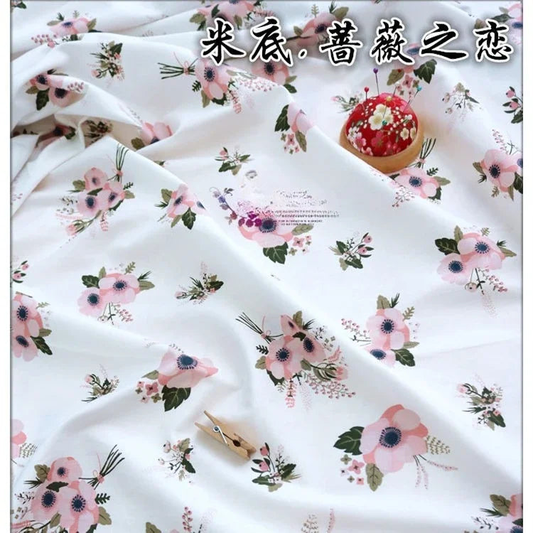 Tela de sarga de algodón puro con estampado floral, suave, totalmente de algodón, para ropa de cama, pijamas, pantalones, cortinas y proyectos de bricolaje para bebés.