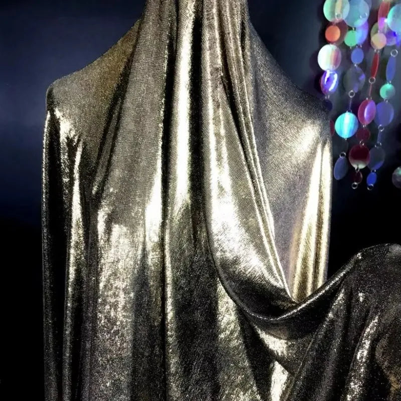 Mirror Silver Shiny Knitted Liquid Metal Texture Fabric - Water Gloss 150cm - fabric photo 2