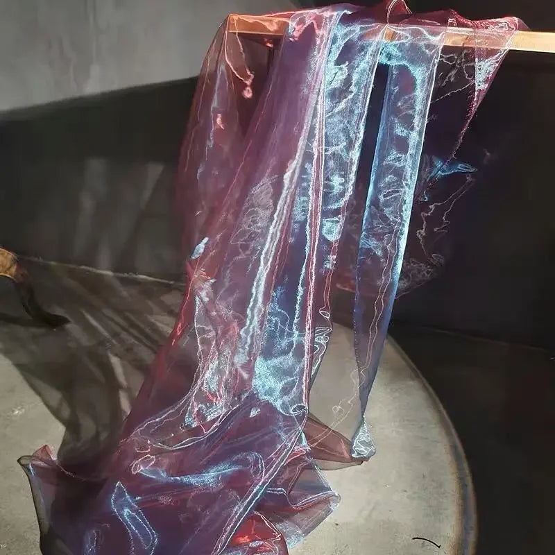 Unique Fabric Transparent Organza Sheer Cloth Sparkling Material For Wedding Dress Elegant Evening Gown Couture Design Clothing