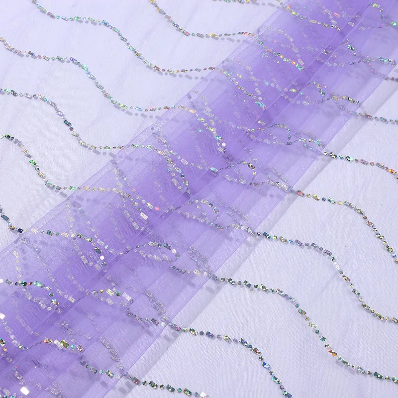 Wavy Sequined Net Fabric Suitable For Wedding Dresses Formal Gowns Children's Wear Dresses And Headwear