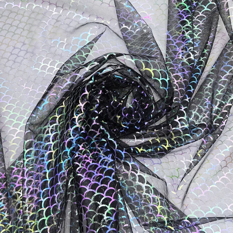 Hot-selling New Symphony Fish Scale Hot Stamping Mesh Princess Elsa Dress Amazon Toys Children's Clothing Fabric Dress Cloth