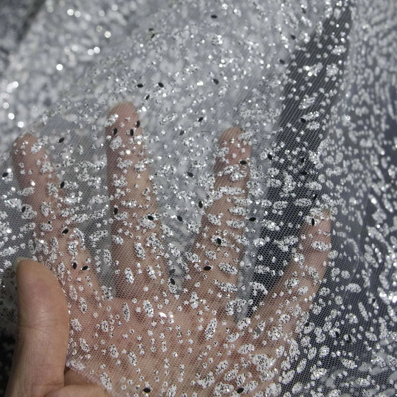 Shining sequins sparkling dots transparent mesh wedding decoration wedding dresses stage costumes fabrics and fabrics