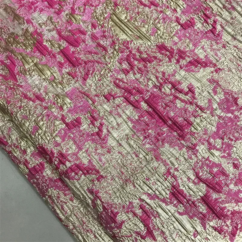 Gold Thread 3D Relief Artistic Print Clothing Fabric - Dress Evening Gown Coat Designer