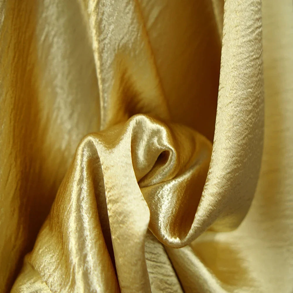 Metallic Shiny Satin Crepe Fabric - Formal Dress Stage Material 150cm - fabric photo 1