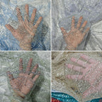 Hot Stamping Gold Glitter Mesh Wave Pattern Fabric - DIY Material 145cm