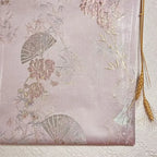 قماش جاكار بخيوط ذهبية - نمط أوراق الخيزران المروحية - مادة تقليدية