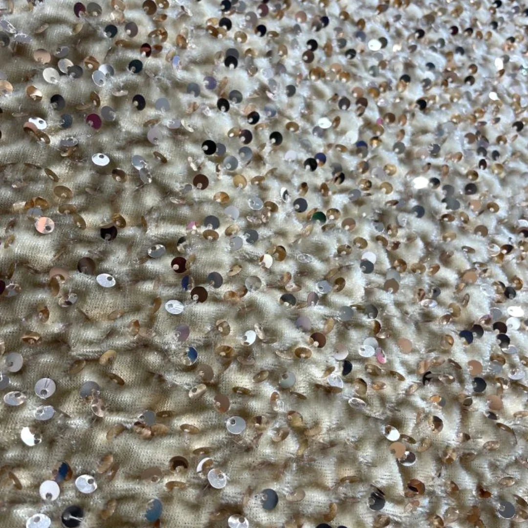 Luxury Velvet Beaded Embroidery Fabric With Dense Sequins Non Shedding Plush For Evening Gown Wedding Dress DIY Decoration