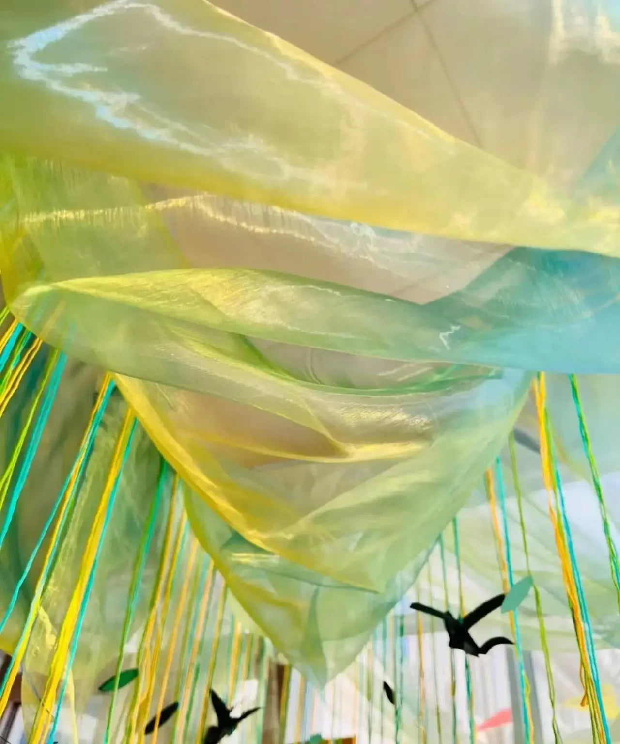 Gradient Color Laser Organza Fabric - Sheer Ombre Material 150cm