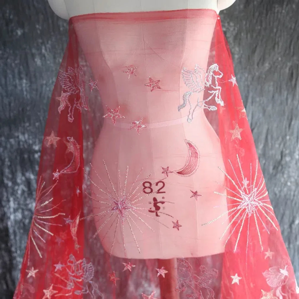 Tela de encaje bordada de malla transparente Tianma para vestido de novia, decoración de vestido, material de tela DIY hecho a mano, color negro