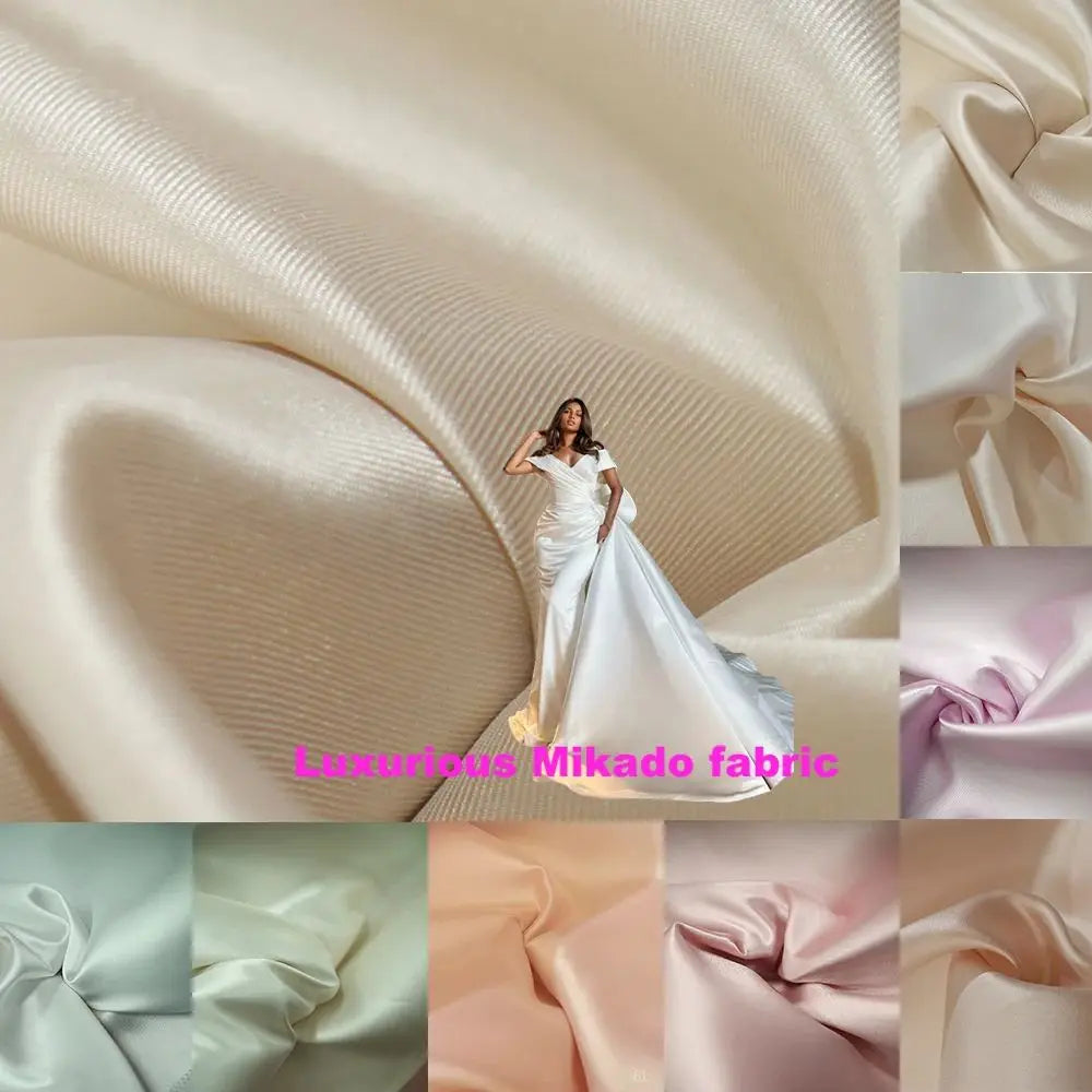 قماش ساتان ميكادو ثقيل - مادة فستان زفاف منظم بعرض 150 سم