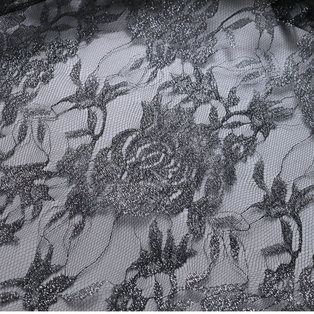 Metallic Rose Lace with Sheer Texture for Evening Gowns & Dresses — fabric photo 5
