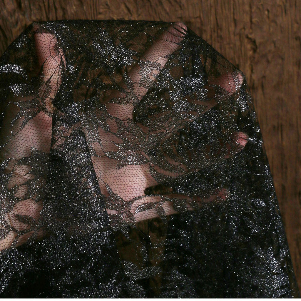 Metallic Rose Lace with Sheer Texture for Evening Gowns & Dresses — fabric photo 4