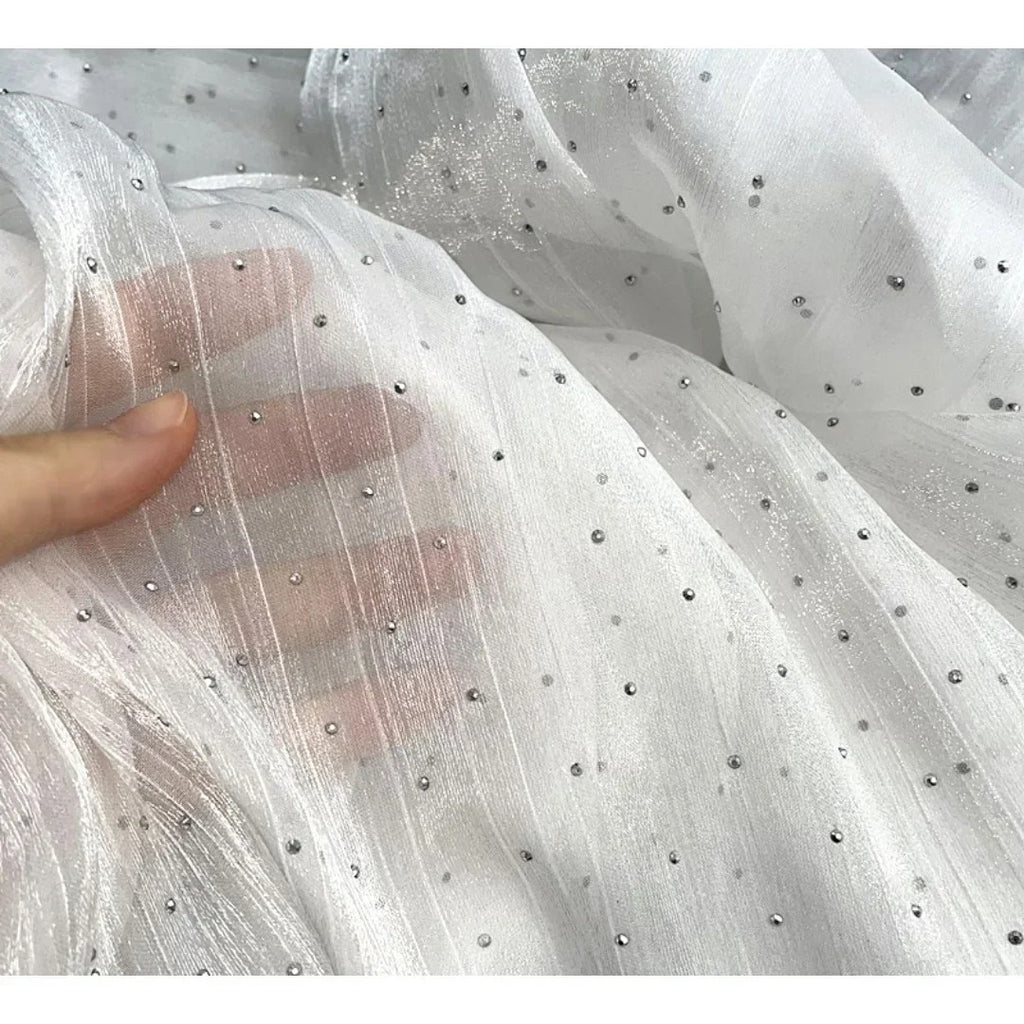 Diamond Ice Flower Pleated Satin Chiffon - Starry for Evening Gown